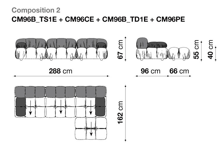Camaleonda 組み合わせ 2 寸法